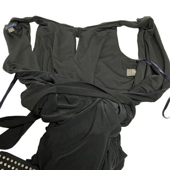 Tommy Hilfiger black sleeveless wide leg jumpsuit with rhinestone embellished ti - Picture 8 of 14